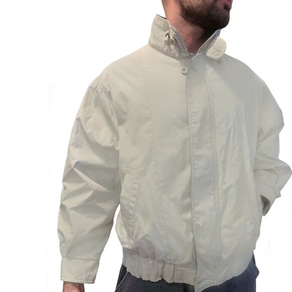 LONDON FOG Men’s Harrington-Style Bomber Jacket in Beige Vintage Y2K Size L - Picture 2 of 9